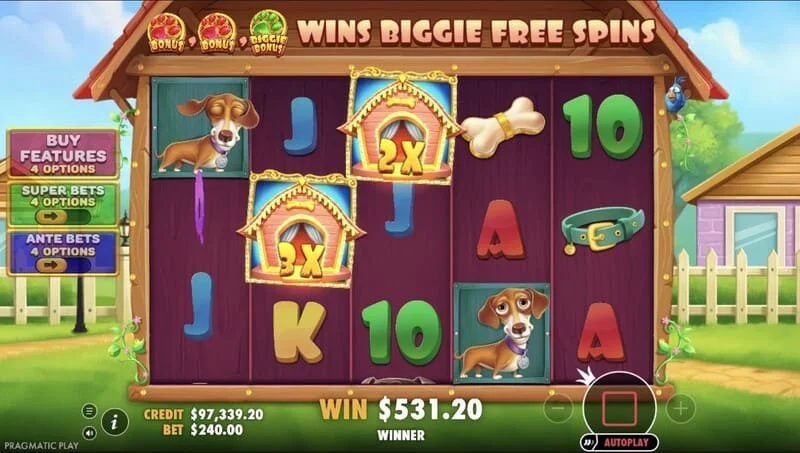 The Big Dog House - ganancia en el juego base